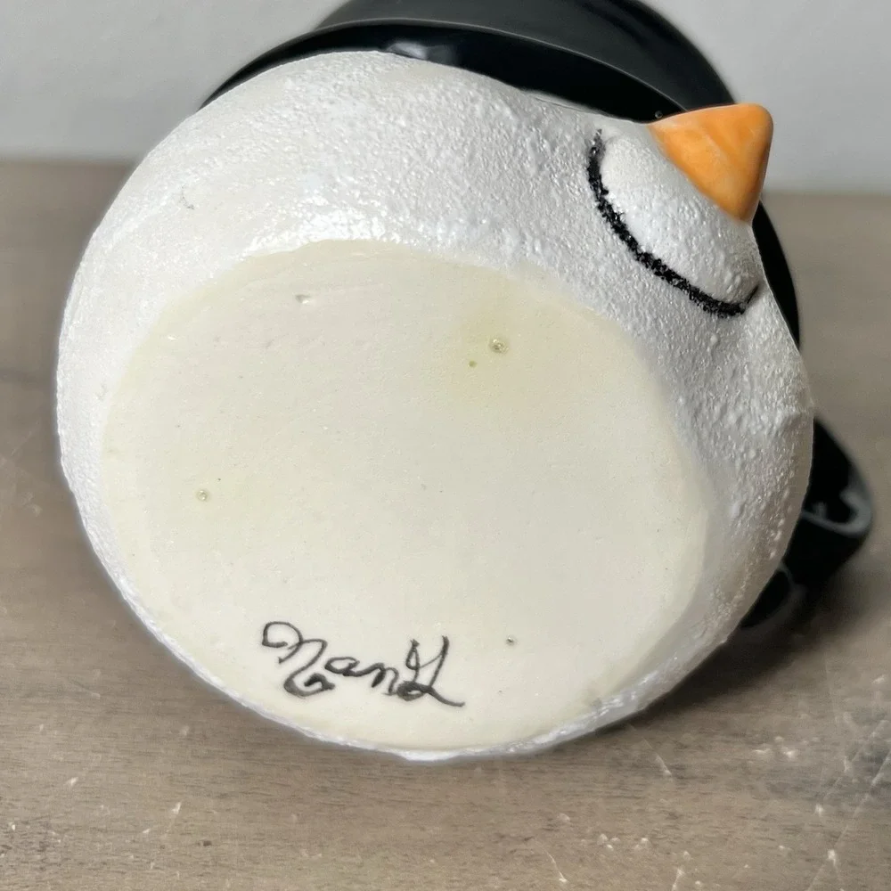 Vtg Hand Painted Snowman Mug/Candle Holder Signed‎ Artisan Studio Ceramic